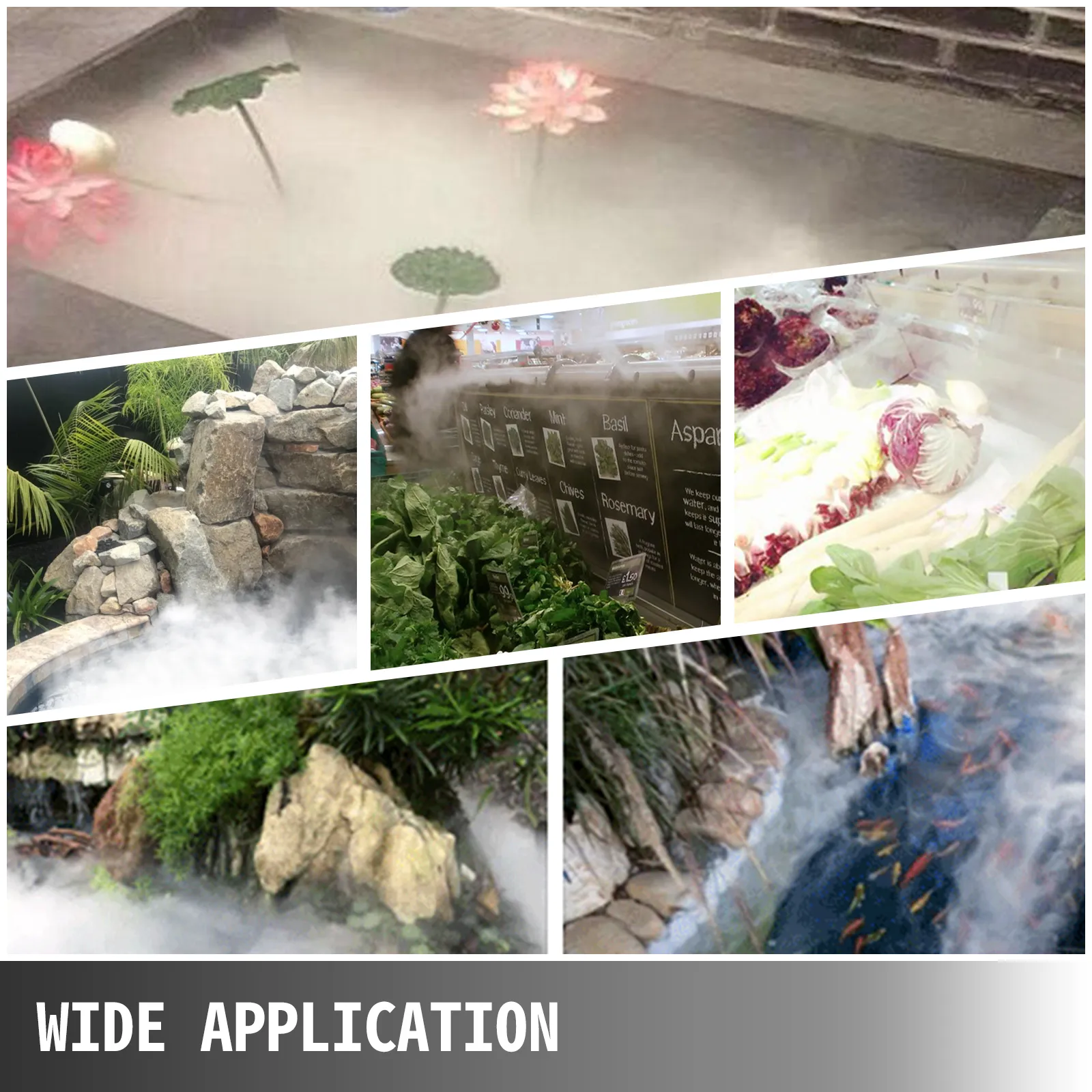 VEVOR mist maker used in garden features, supermarkets, and fish tanks. wide application.