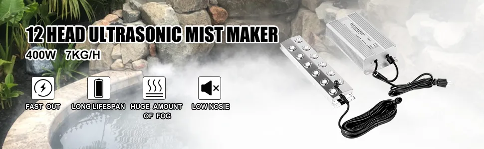 12 head ultrasonic mist maker with 400w power, producing 7kg/h fog for VEVOR mist maker.
