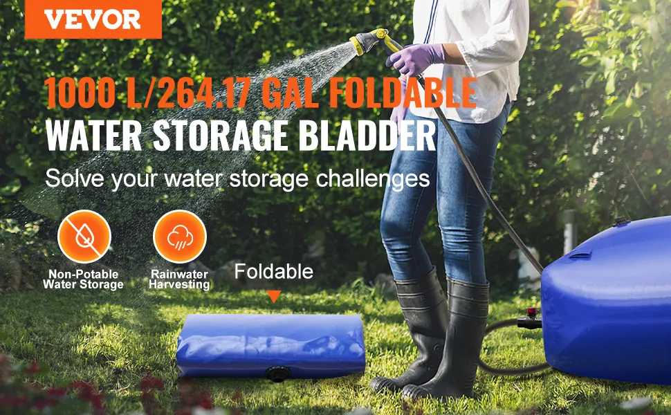 VEVOR water storage bladder 1000l/264.17 gal for non-potable water storage and rainwater harvesting.
