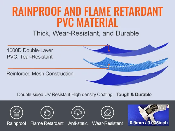 rainproof and flame-retardant pvc material for VEVOR water storage bladder, tough and durable.