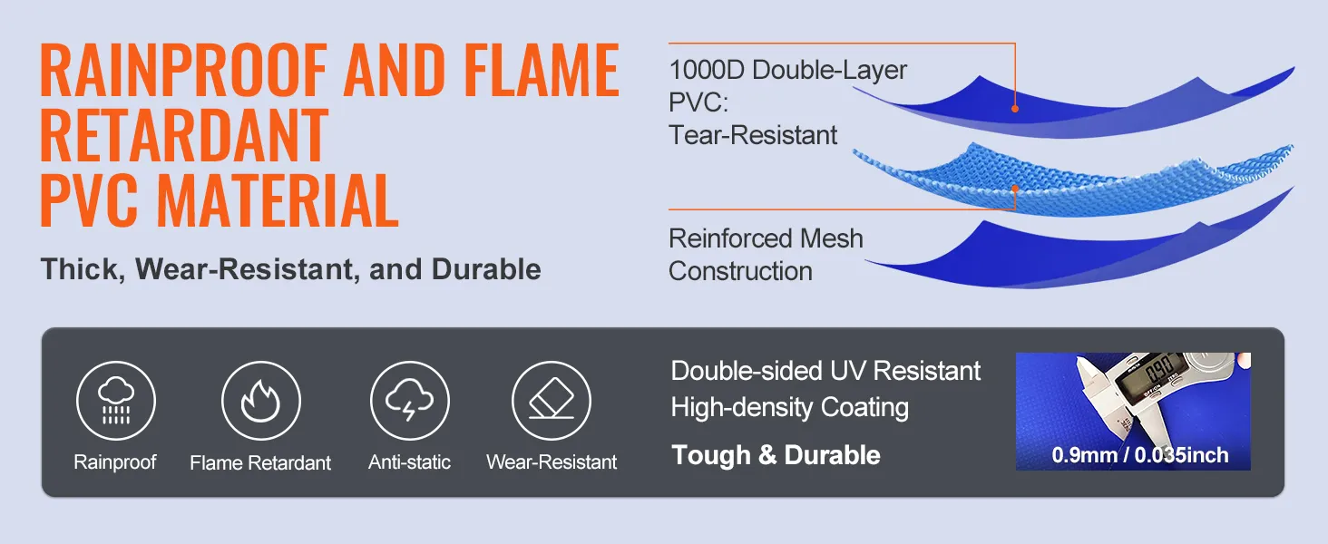 rainproof and flame-retardant pvc material for VEVOR water storage bladder, tough and durable.