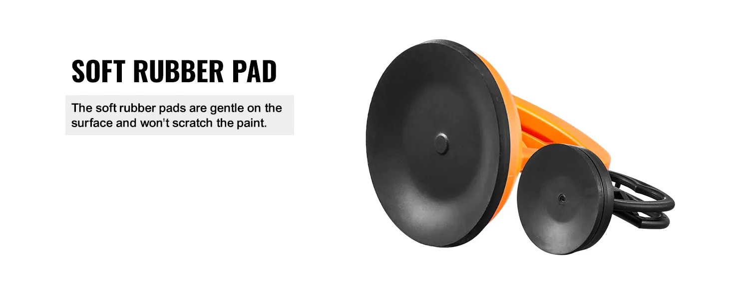 soft rubber pads on VEVOR dent removal kit, gentle on surfaces, won't scratch paint.
