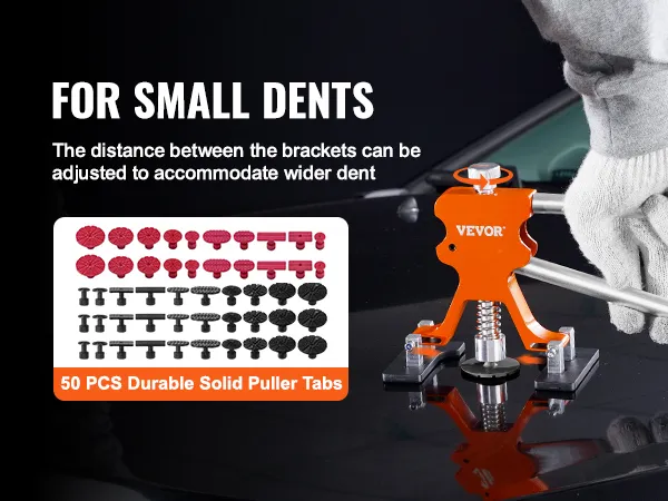 Kit extractor de abolladuras VEVOR para abolladuras pequeñas con soportes ajustables y 50 pestañas extractoras sólidas y duraderas.