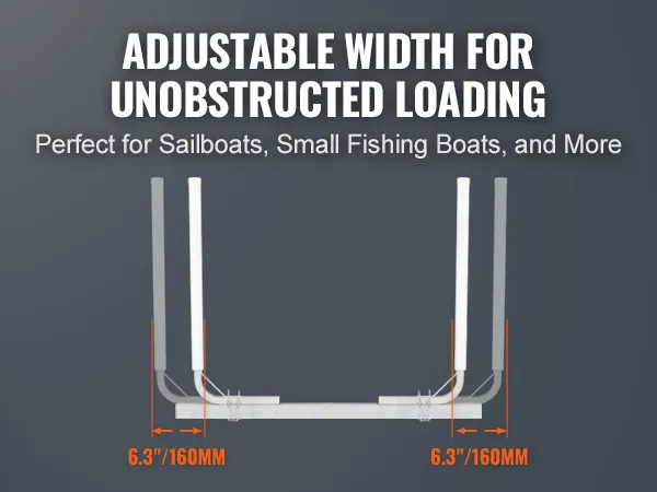 VEVOR-Anhängerführung mit einstellbarer Breite für einfaches Beladen, ideal für Segelboote und kleine Fischerboote.