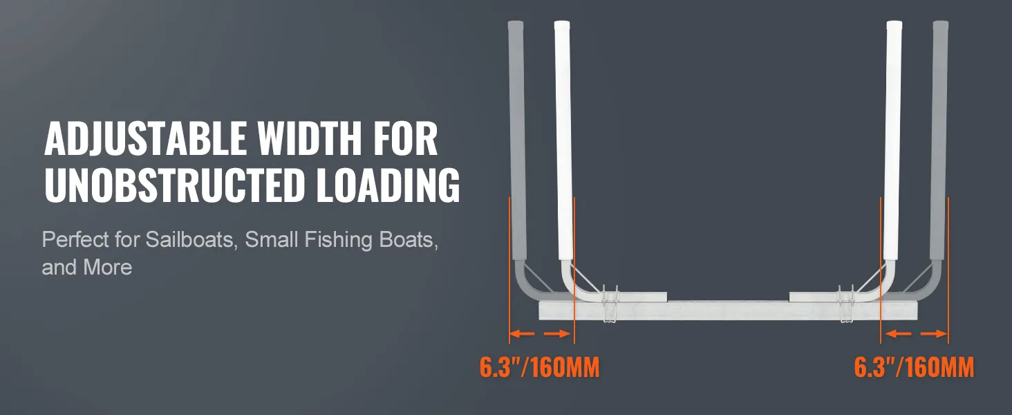 VEVOR-Anhängerführung mit einstellbarer Breite für einfaches Beladen, ideal für Segelboote und kleine Fischerboote.