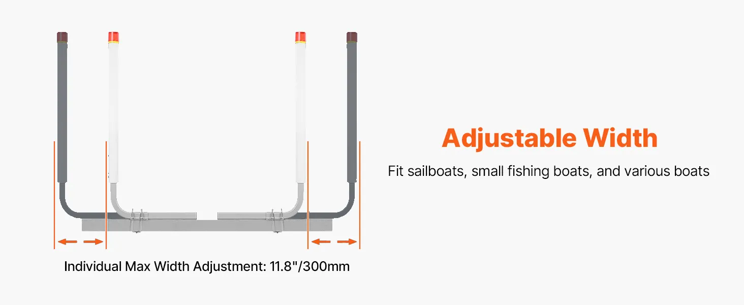 adjustable width for unobstructed loading, perfect for sailboats and small fishing boats. VEVOR marine trailer guide set.