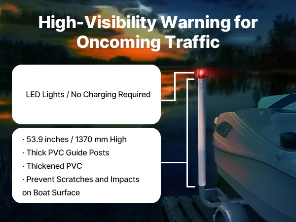 VEVOR marine trailer guide set with solar-powered led lights and 53.9-inch pvc posts for scratch protection.