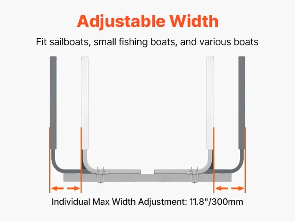 VEVOR marine trailer guide: adjustable width for easy loading, ideal for sailboats and small fishing boats.