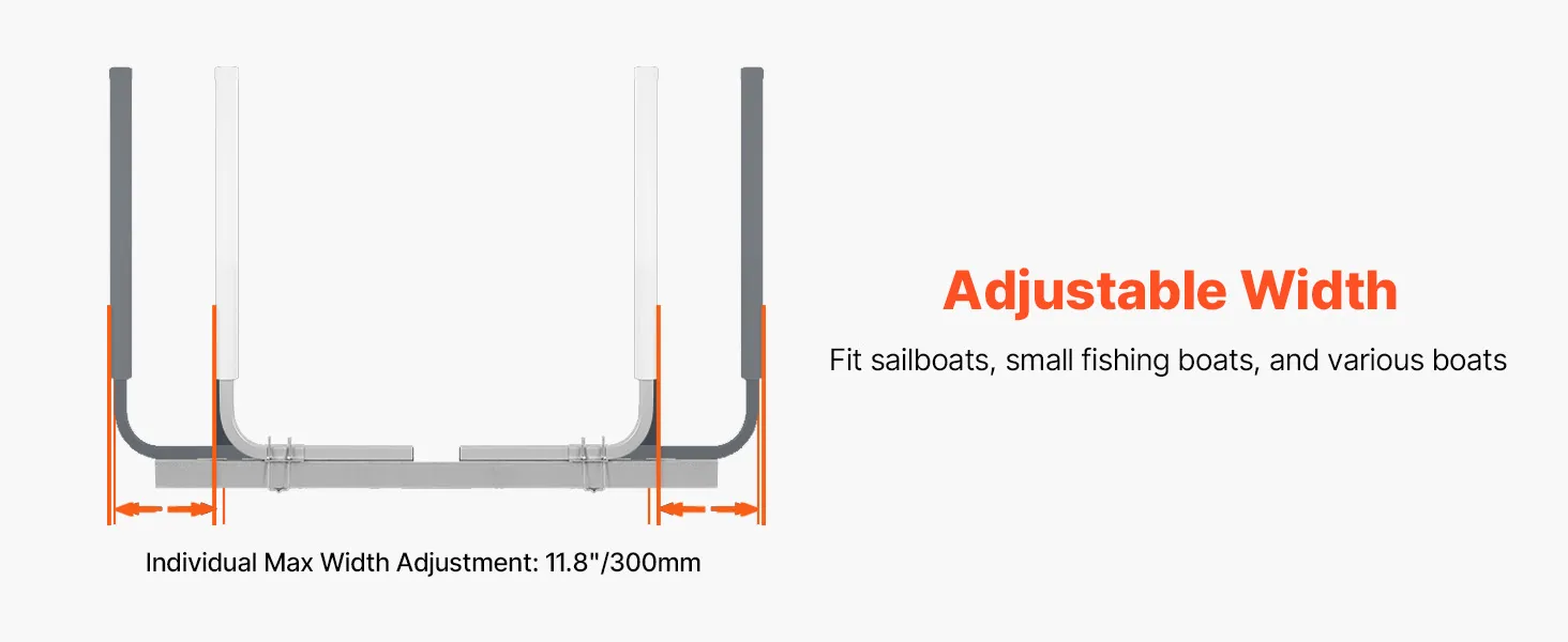 VEVOR marine trailer guide: adjustable width for easy loading, ideal for sailboats and small fishing boats.