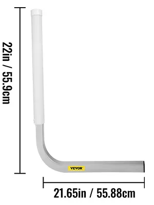 VEVOR boat trailer guide-ons with white tubing, measuring 22in/55.9cm tall and 21.65in/55.88cm wide.