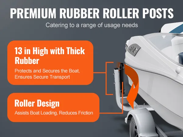 VEVOR-Bootsanhängerführungen mit hochwertigen Gummi-Rollpfosten für sicheres und flexibles Beladen des Bootes.