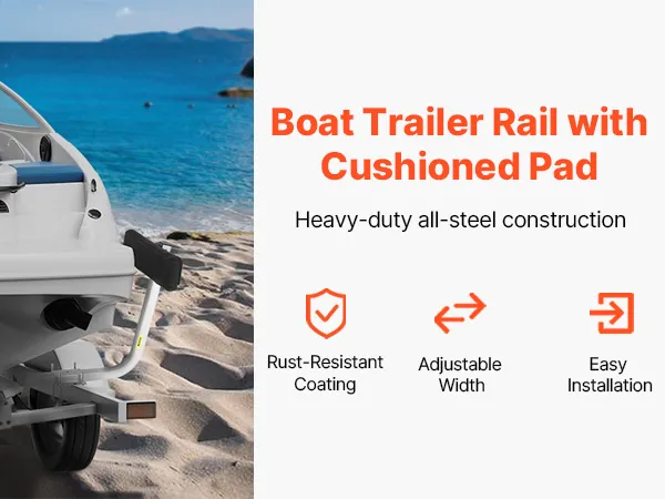 VEVOR marine trailer assistent: boottrailergeleider met verstelbare breedte, robuust staal, eenvoudige installatie.