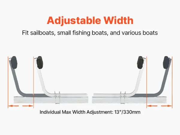 Verstelbare breedte VEVOR marine trailer assistent, perfect voor zeilboten en kleine vissersboten.