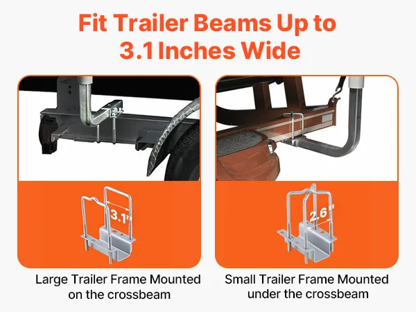 flexibele installatie met u-bouten voor trailerbalken. VEVOR marine trailer assistent.
