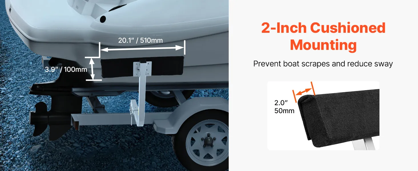 VEVOR marine trailer assistant with 1.8-inch thick soft cushion pads for boat protection and stability.