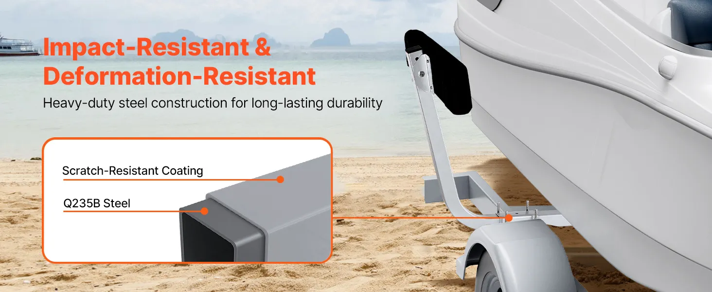 VEVOR marine trailer assistant with heavy-duty all-steel q235b construction and spray coating on beach.