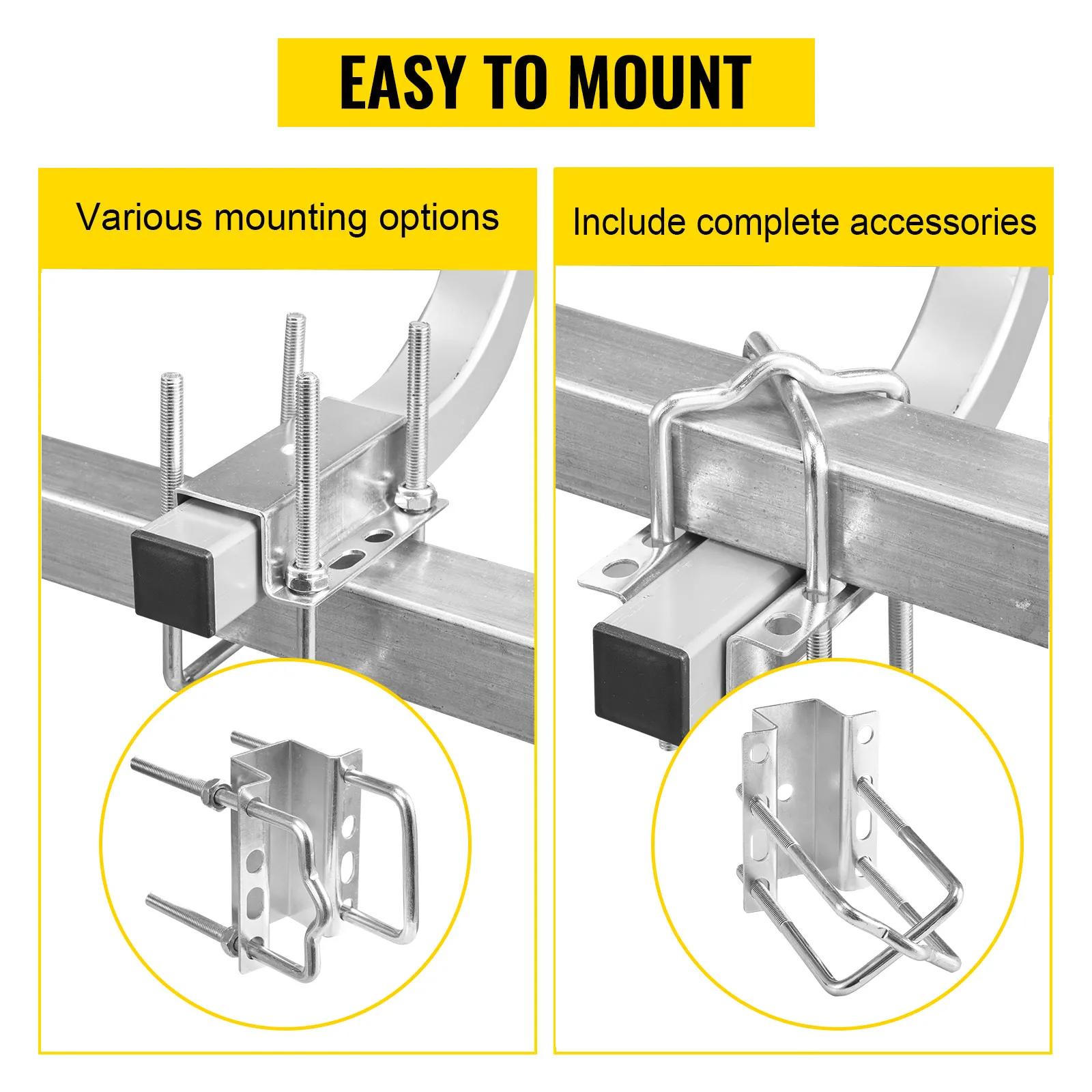 VEVOR boat trailer guide offers various mounting options and includes complete accessories for easy installation.