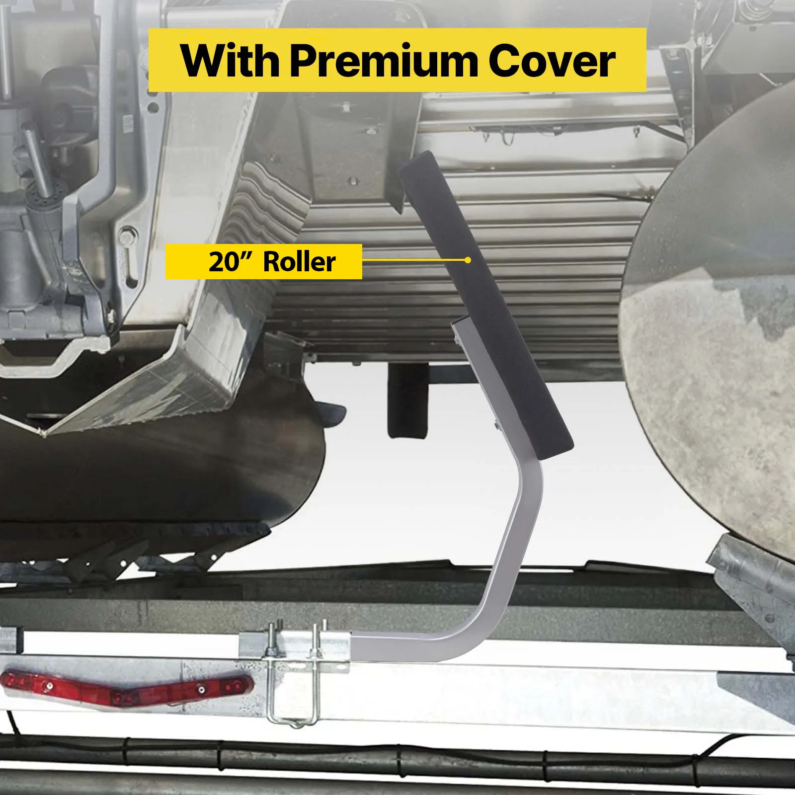 VEVOR boat trailer guide with pvc tube cover and 24" rubber roller for secure loading.