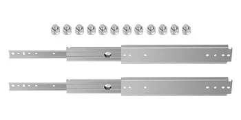 two silver VEVOR drawer slides with screws above, arranged in a row.