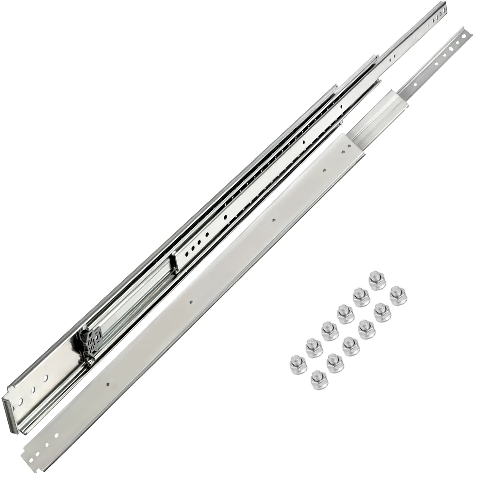 VEVOR drawer slides with mounting screws on a white background.