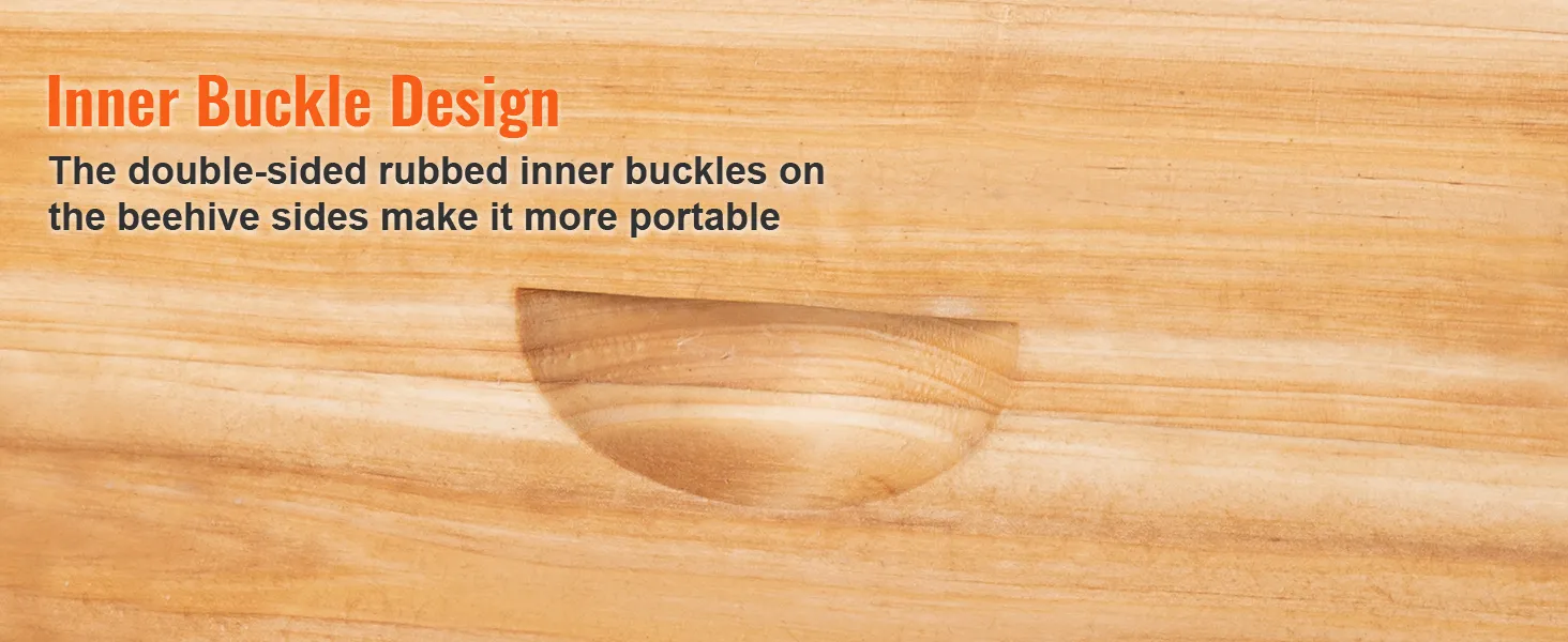 VEVOR beehive box kit showcasing inner buckle design with double-sided handles for portability.