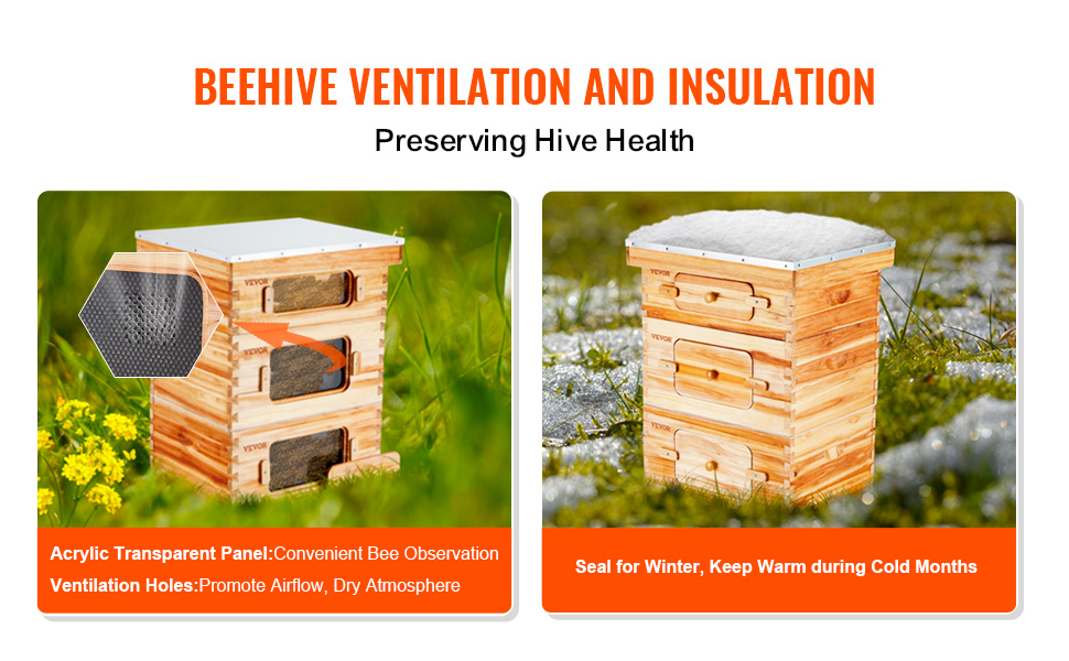 VEVOR Bee Hive 30 Frame Bee Hives Starter Kit, Beeswax