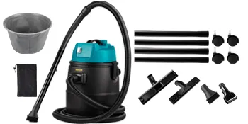 VEVOR pond vacuum cleaner with hose, attachments, and bucket - complete cleaning kit.