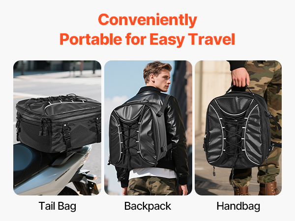 Sacoche Arrière Moto Extensible 22-34 L - Housse De Pluie Incluse - Noir - Pour Tourisme, Cruiser - 10
