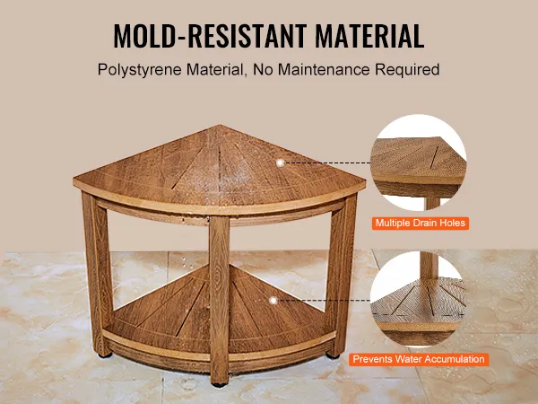 VEVOR Eckduschbank aus Polystyrol mit mehreren Abflusslöchern, schimmelresistent, pflegeleicht.