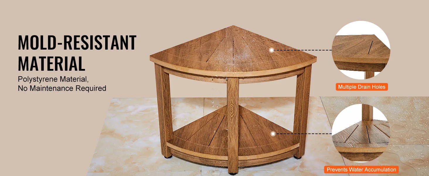 VEVOR Eckduschbank aus Polystyrol mit mehreren Abflusslöchern, schimmelresistent, pflegeleicht.