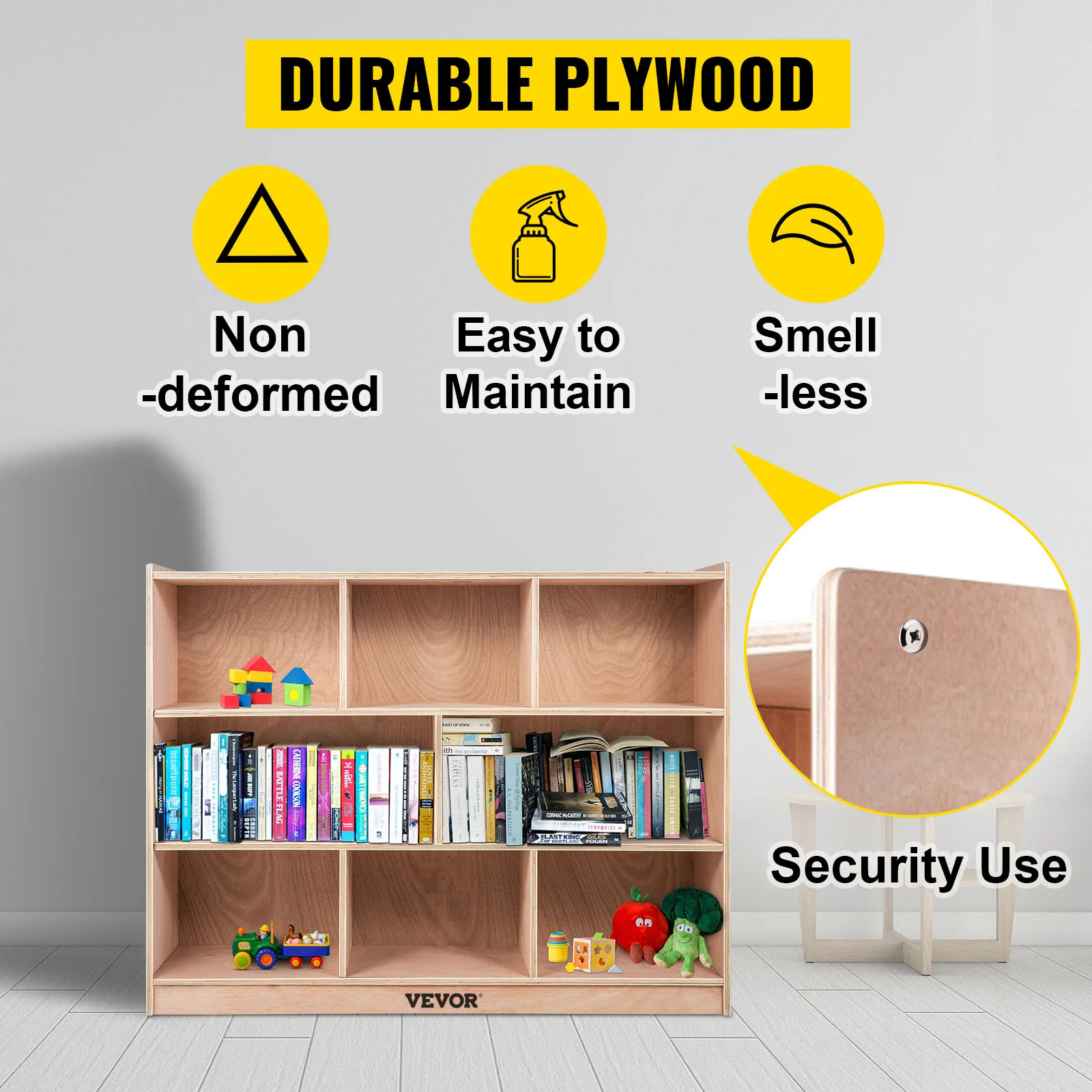 Armario de almacenamiento para aulas VEVOR fabricado en madera contrachapada duradera, no deformada, fácil de mantener.