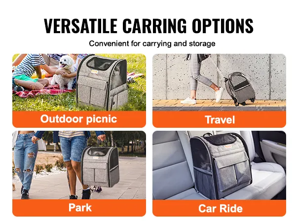 VEVOR rolling pet carrier backpack: versatile for outdoor picnic, travel, park, and car ride.