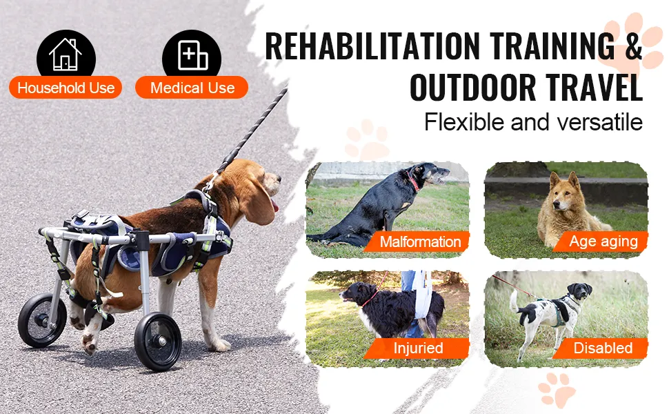 VEVOR dog wheelchair for rehabilitation training and outdoor travel. ideal for injured, disabled, and aging dogs.
