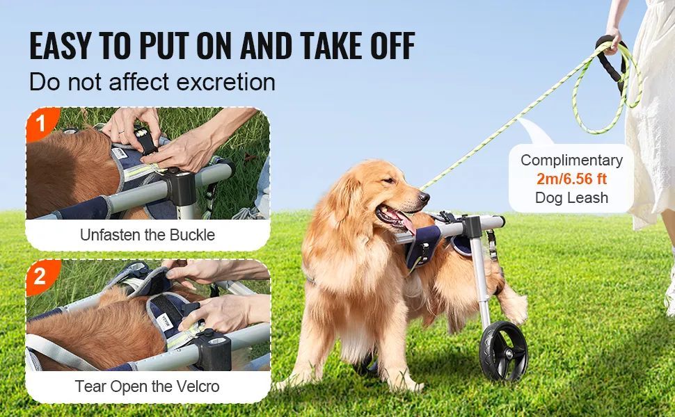 VEVOR dog wheelchair easy to put on, does not affect excretion, includes complimentary 2m leash.