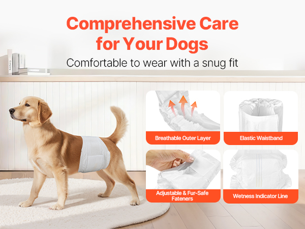 VEVOR Doggie Diapers for Male Dogs — Leakproof & Adjustable