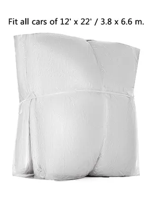 VEVOR car cover fits all cars of 12' x 22' / 3.8 x 6.6 meters, shown in white.