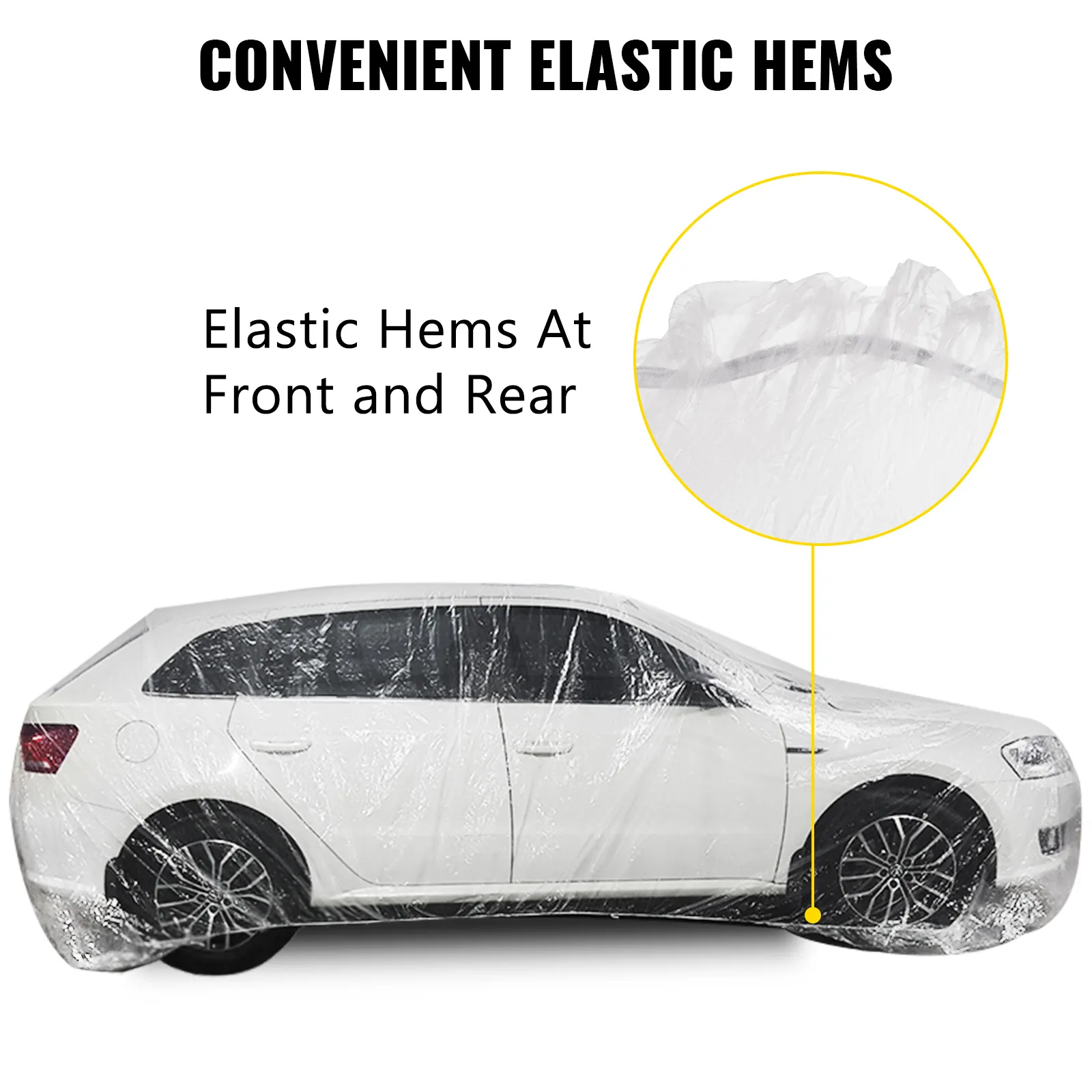 VEVOR car cover with convenient elastic hems at the front and rear.