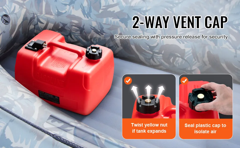 VEVOR Marine Fuel Tank, 3.17 Gallon/12L, Portable Boat Fuel Gas Tank for Outboard Engine Boats, Plastic Outboard Marine Boat Fuel Tank with Hose, Easy to Carry for Yacht, Fishing Boat, Deck Boat, Red