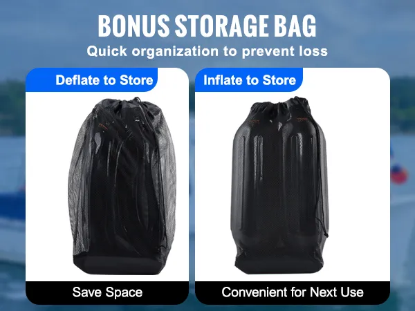 bonus storage bag for VEVOR boat fenders with drawstring closure and wear-resistant mesh material.