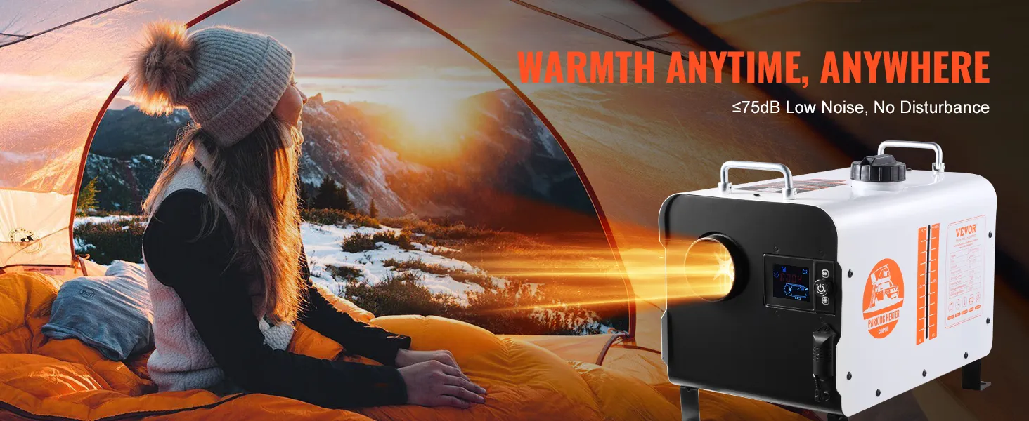 VEVOR Diesel Air Heater 12V/24V 8KW Bluetooth APP Remote Control for Outdoors