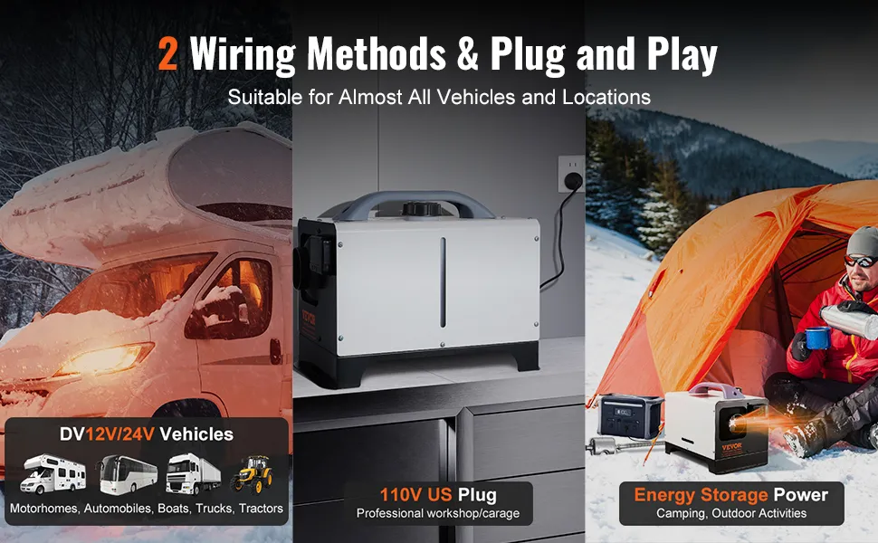 VEVOR 5-8KW Diesel Heater, Diesel Air Heater All in One with Remote Control and LCD Screen, Fast Heating Low Noise, Portable Diesel Heater for Truck Van RV Trailer Camper and Indoors
