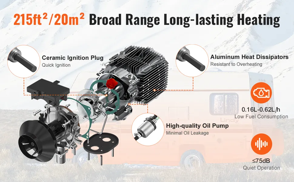 VEVOR 5-8KW Diesel Heater, Diesel Air Heater All in One with Remote Control and LCD Screen, Fast Heating Low Noise, Portable Diesel Heater for Truck Van RV Trailer Camper and Indoors