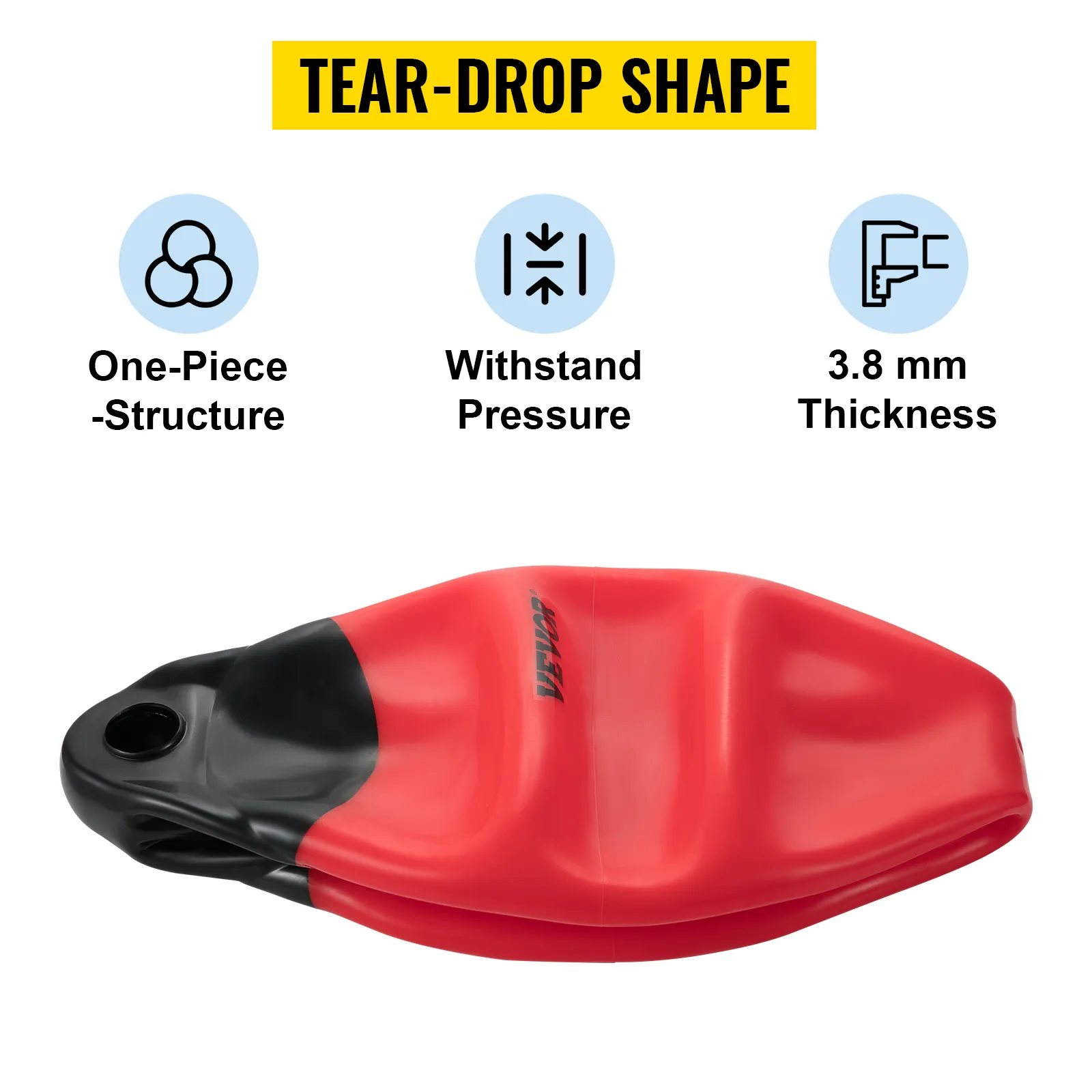 VEVOR boat buoy balls, tear-drop shape, one-piece structure, withstands pressure, 3.8 mm thickness