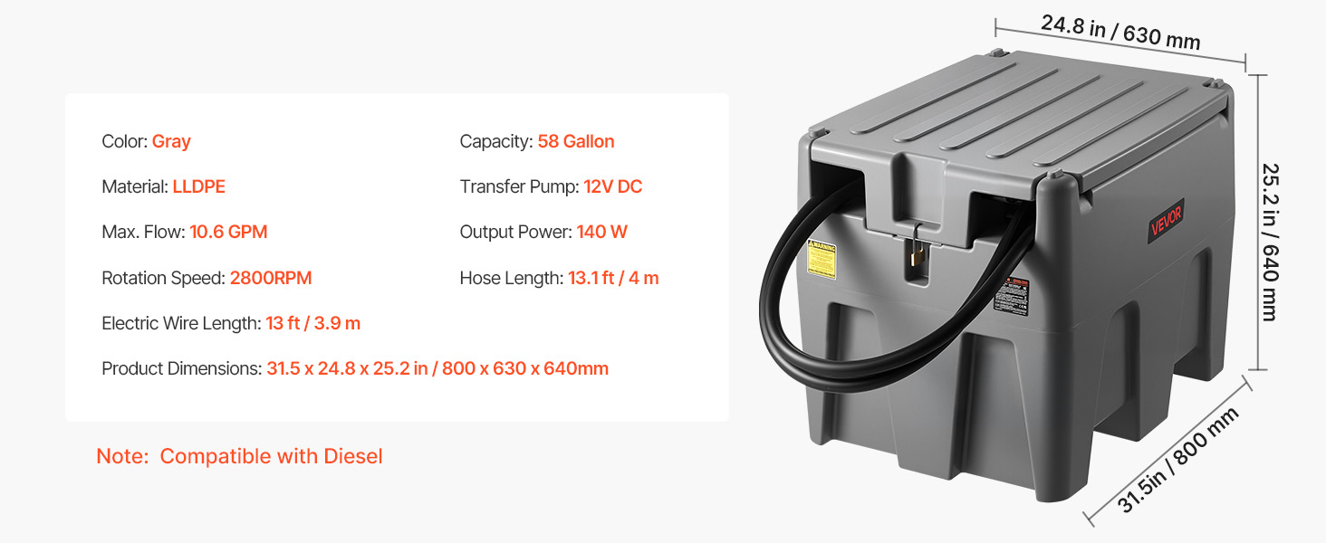 VEVOR Diesel Fuel Transfer Tank — Durable and Efficient