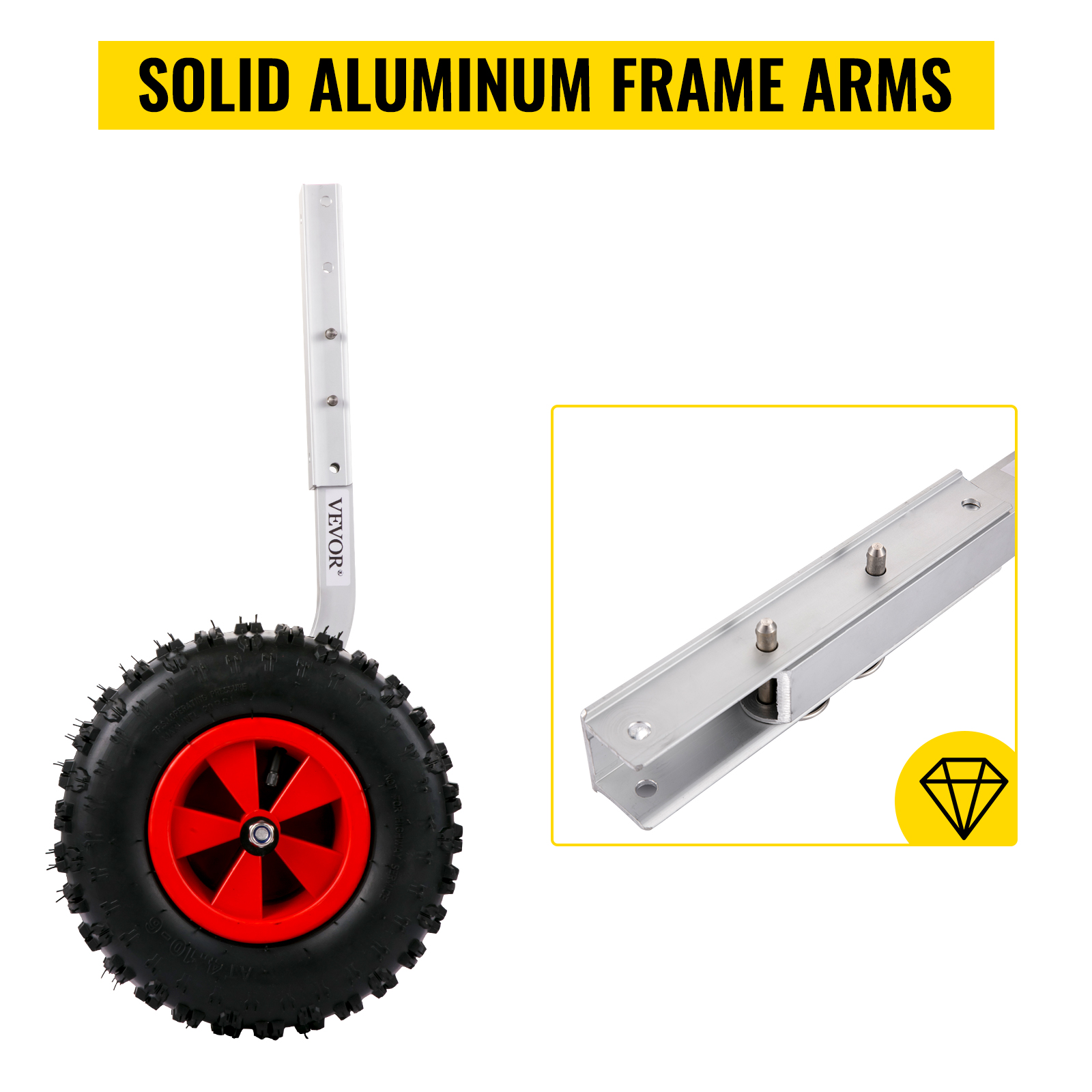 Roue Gonflable 25 Cm Avec Support Acier Inox - Capacité 150 Kg, Pour Remorque, Bateau Pneumatique, Transport - 6