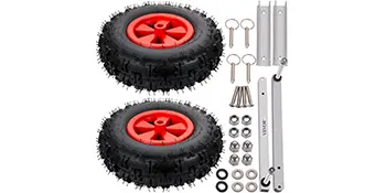 VEVOR bootlanceerwielen met opblaasbare banden en bevestigingsmateriaalset.