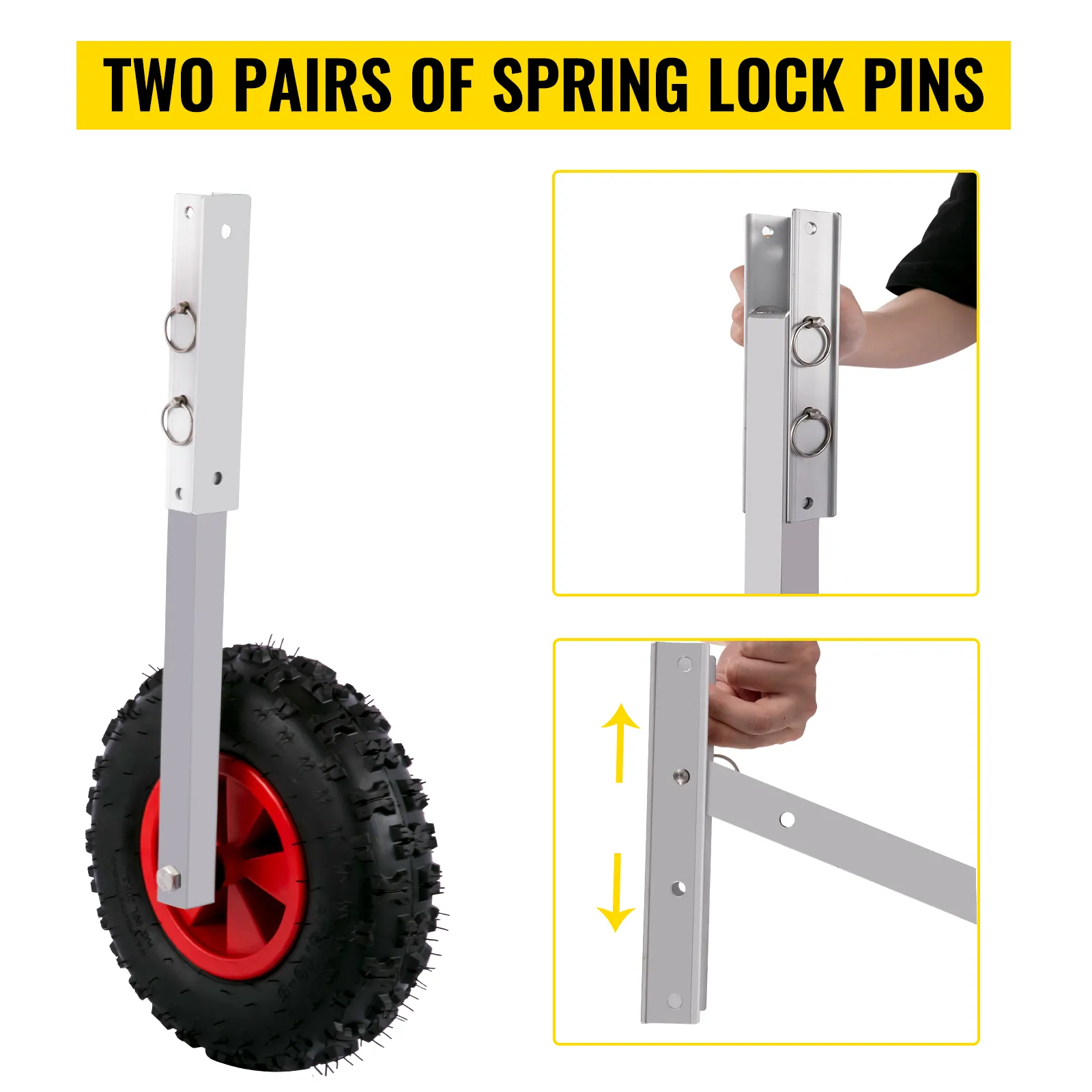 VEVOR-botenlanceerwielen met veerborgpennen voor eenvoudige installatie.