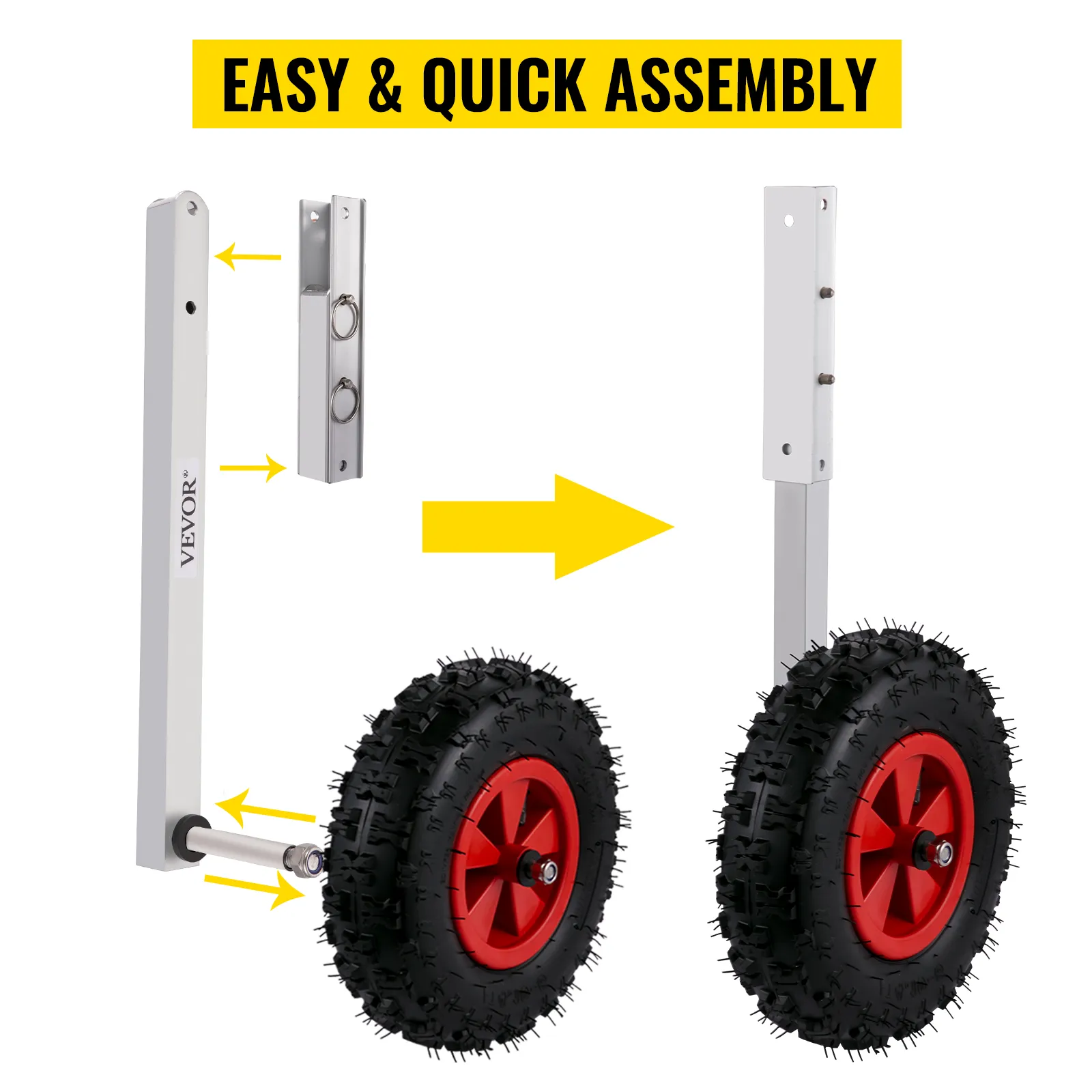 VEVOR bootlanceerwielen met eenvoudige en snelle montage-instructies.