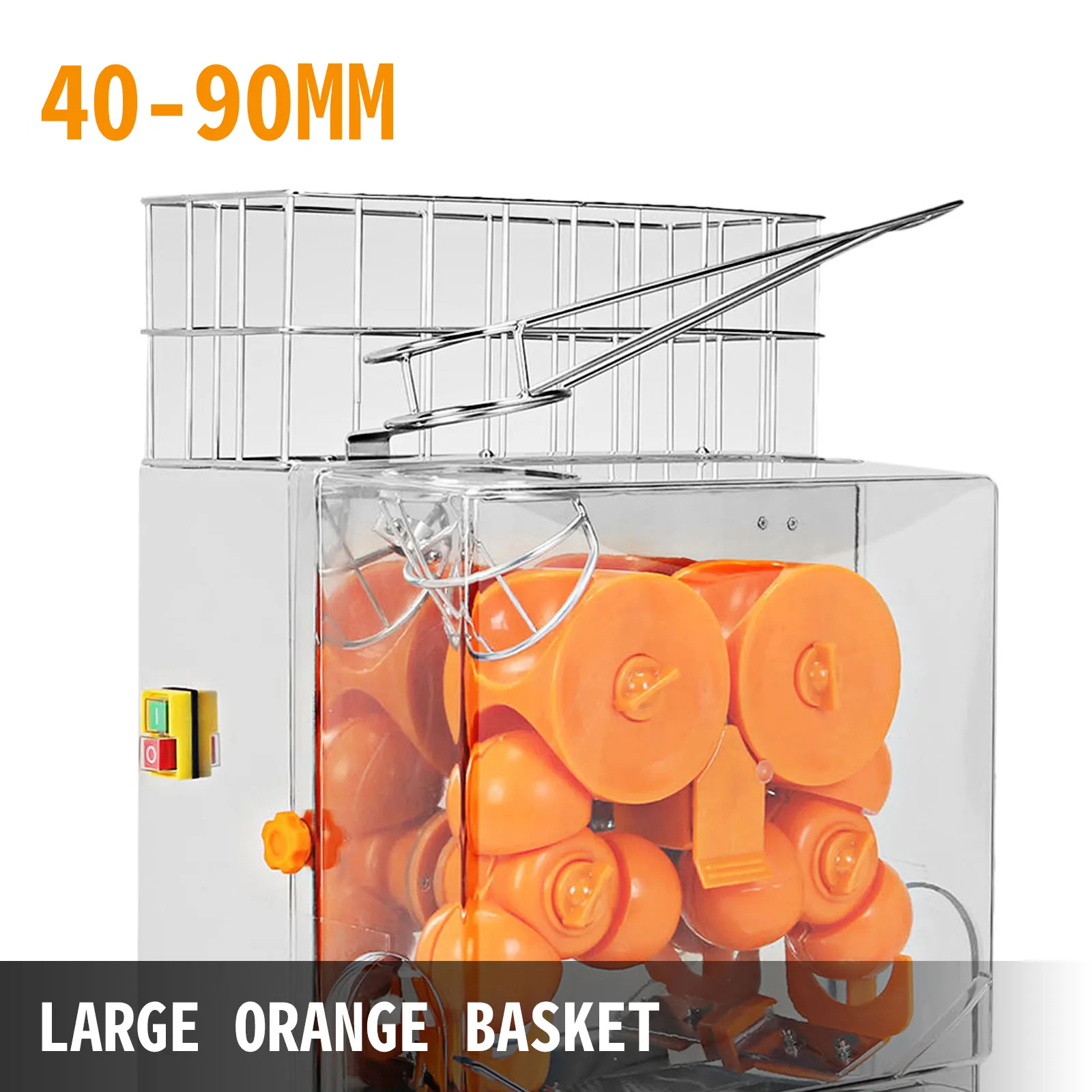 Exprimidor comercial VEVOR con cesta grande para naranjas para frutas de 40-90 mm.