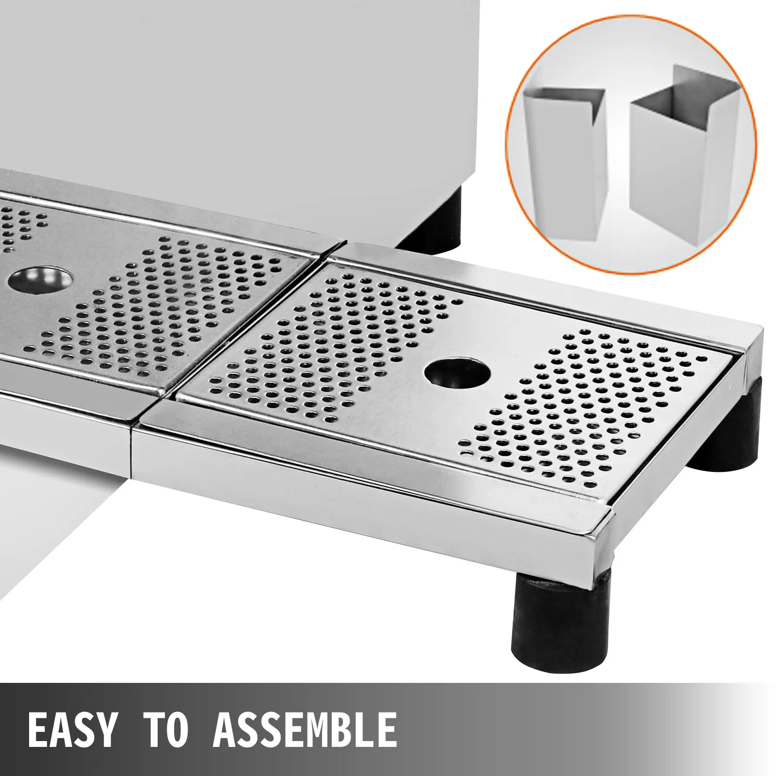 Exprimidor comercial VEVOR fácil de montar con piezas de acero inoxidable y secciones detalladas.